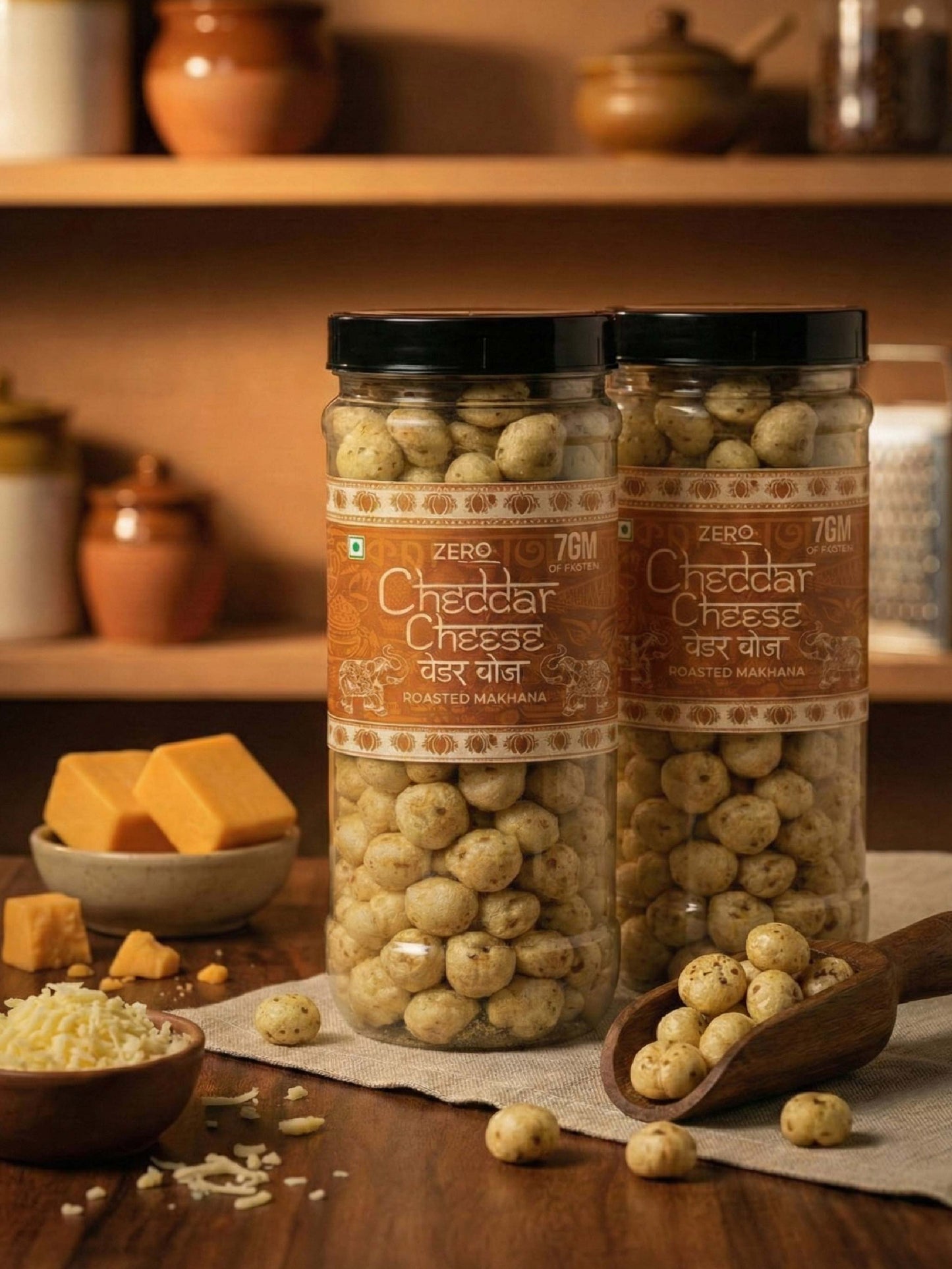 Cheddar Cheese Makhana - Sharp Cheese Flavour. Superfood Crunch.